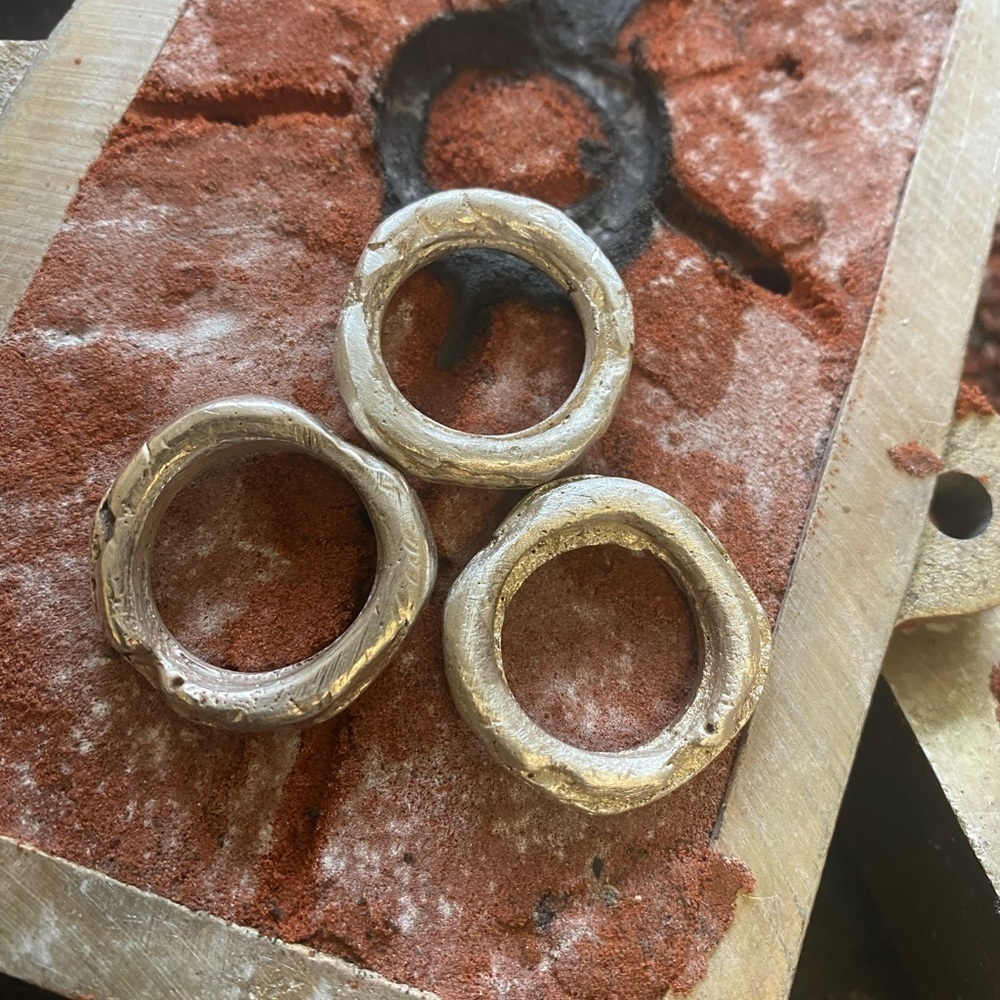Chunky handmade set of 3 sterling silver rings - Picture 17 of 17